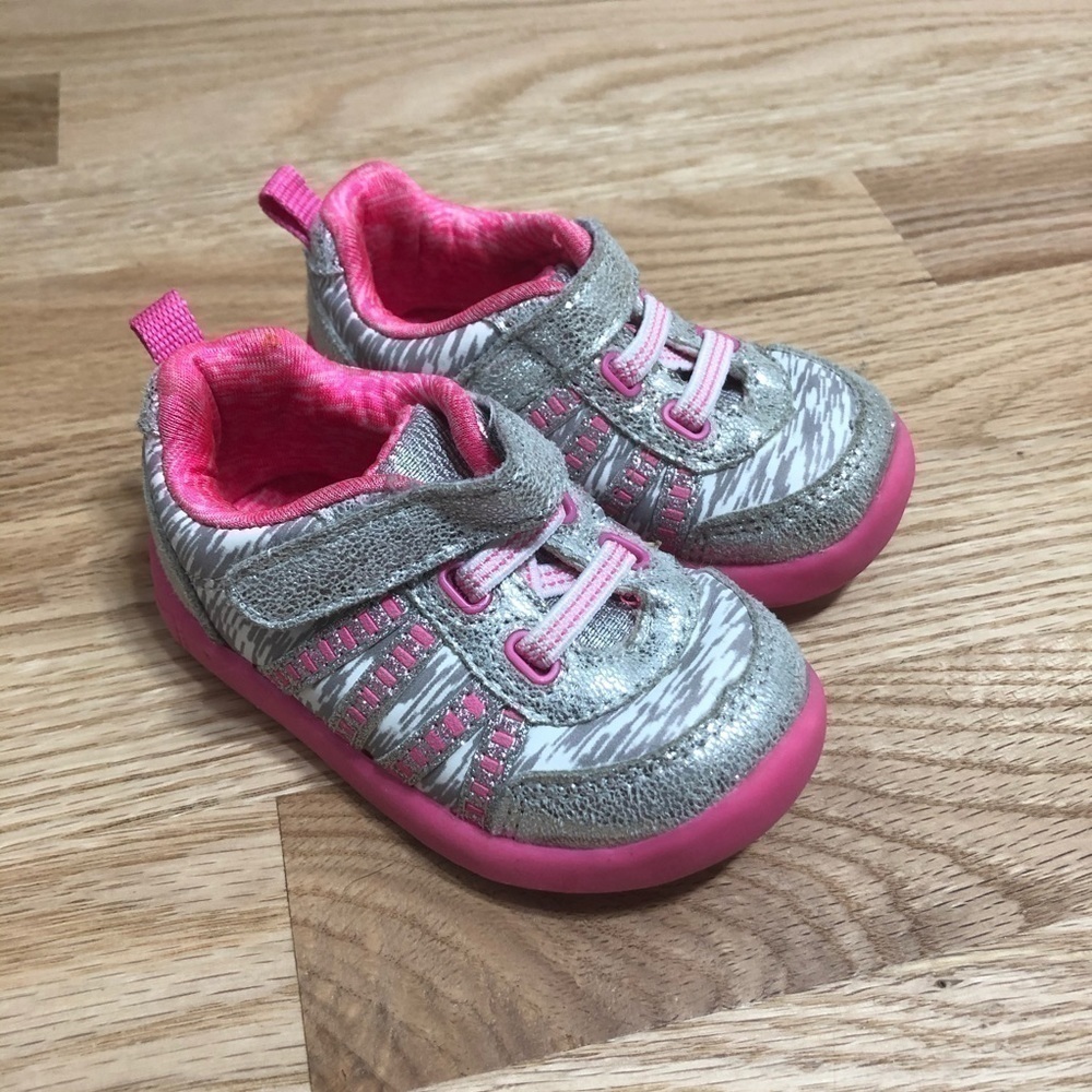 Garanimals Silver Pink Velcro Sneakers Sz 4 Baby